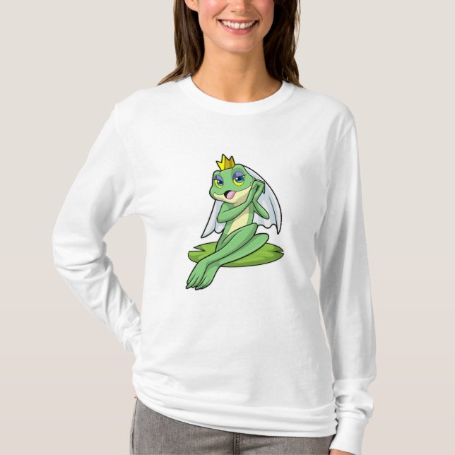 T-shirt Grenouille en mariée au mariage avec couronne (Devant)