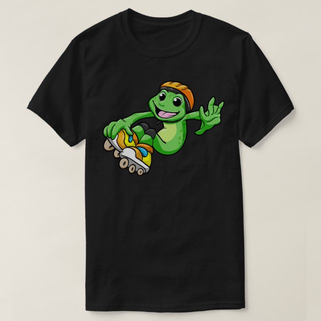 T-shirt Grenouille en patineur en ligne avec patins en lig (Design devant)