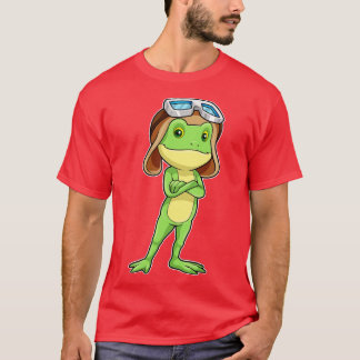 T-shirt Grenouille en pilote avec lunettes de chapeau