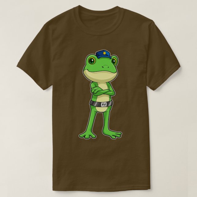 T-shirt Grenouille en policier avec chapeau de policier (Design devant)