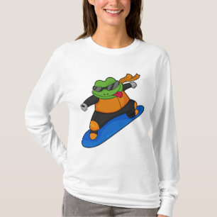 T-shirt Grenouille en snowobarder avec snowboard