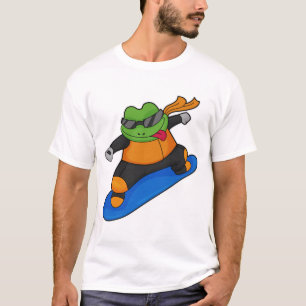 T-shirt Grenouille en snowobarder avec snowboard