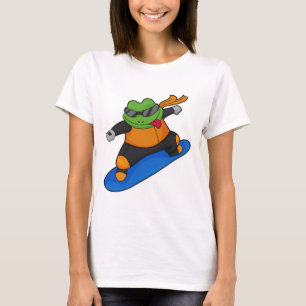 T-shirt Grenouille en snowobarder avec snowboard