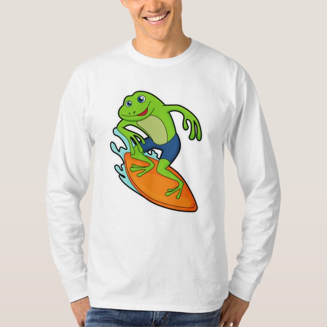 T-shirt Grenouille en surfeur avec planche de surf (Devant)