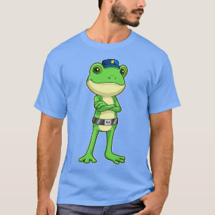 T-shirt Grenouille en tant qu'agent de police avec casquet