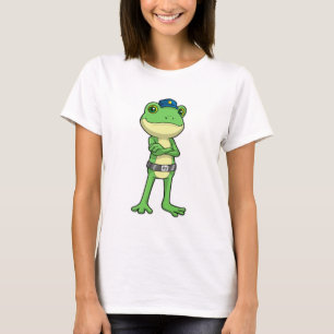 T-shirt Grenouille en tant qu'agent de police avec casquet