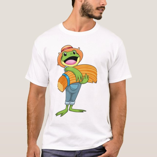 T-shirt Grenouille en tant que fermier avec paille (Devant)