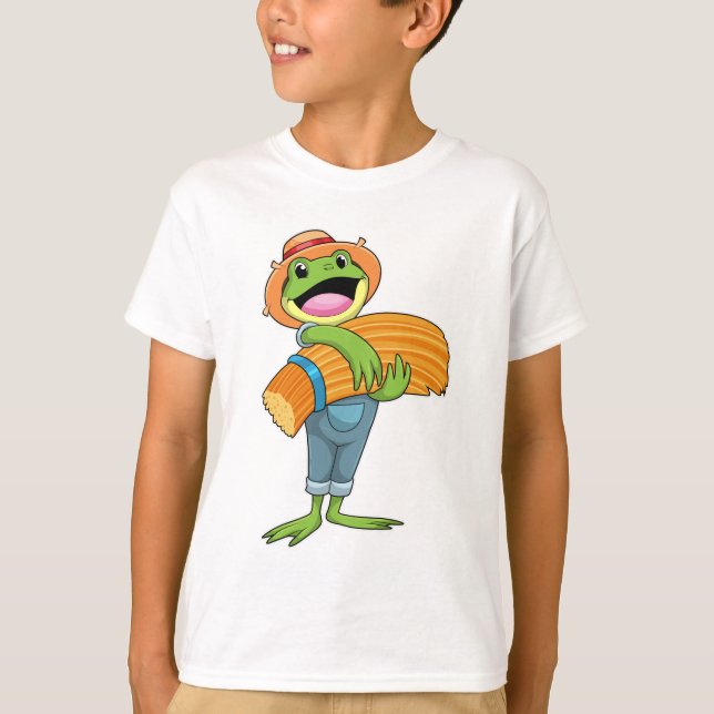 T-shirt Grenouille en tant que fermier avec paille (Devant)