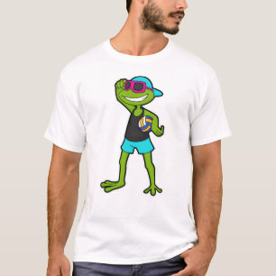 T-shirt Grenouille en tant que joueur de volleyball avec v
