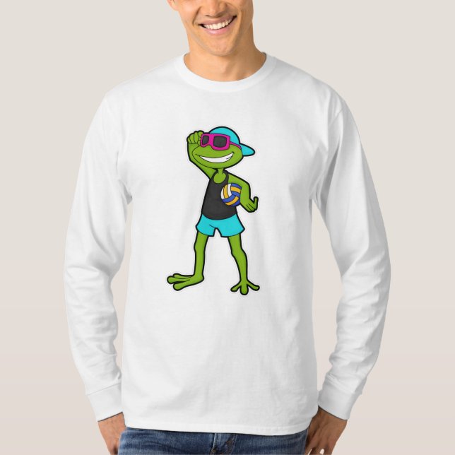 T-shirt Grenouille en tant que joueur de volleyball avec v (Devant)
