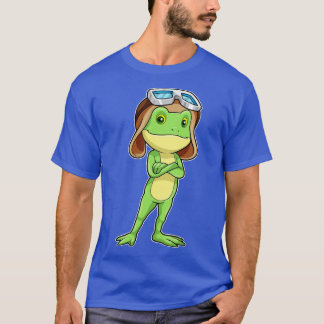 T-shirt Grenouille en tant que pilote avec lunettes Casque