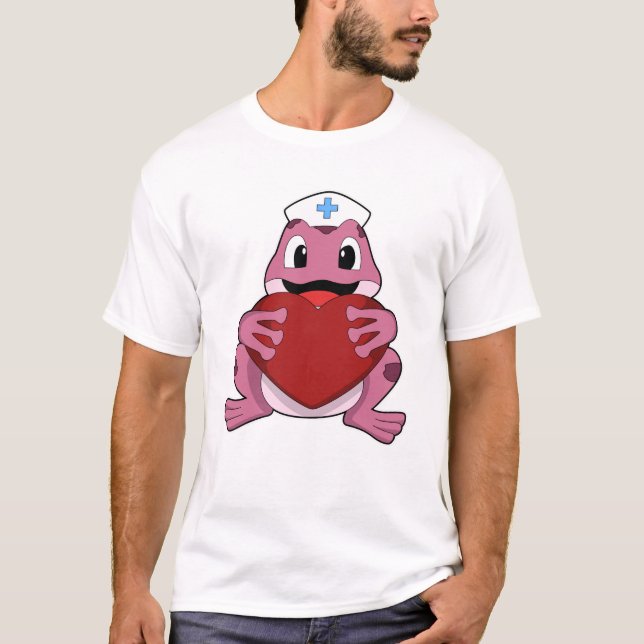 T-shirt Grenouille en tant qu'infirmière avec coeur (Devant)