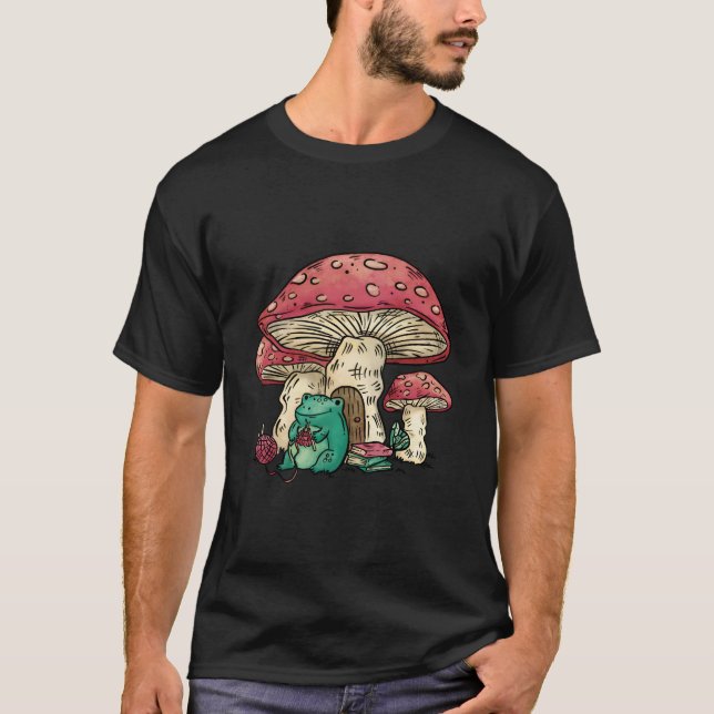 T-shirt Grenouille Et Champignons Maison Tricot De Toile M (Devant)