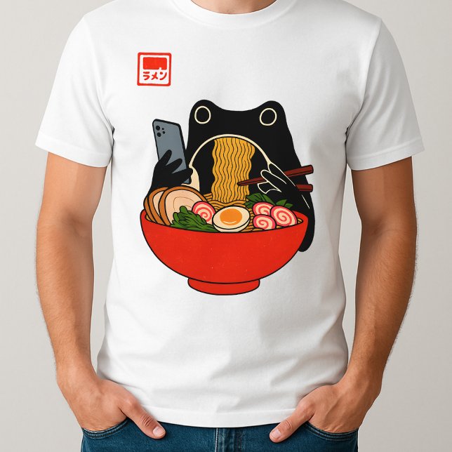 T-shirt Grenouille grincheuse Mange Ramen et Soll Phone Ar (Créateur téléchargé)