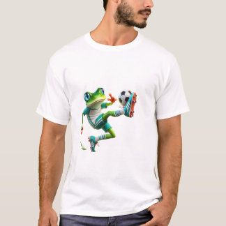 T-shirt grenouille jouant au football grenouille, football