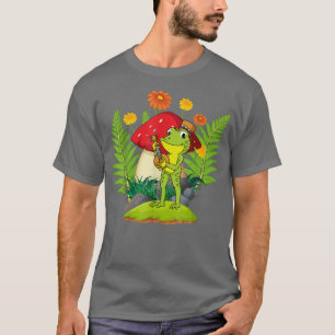 T-shirt Grenouille Jouer Banjo Guitare sur Champignons Cot