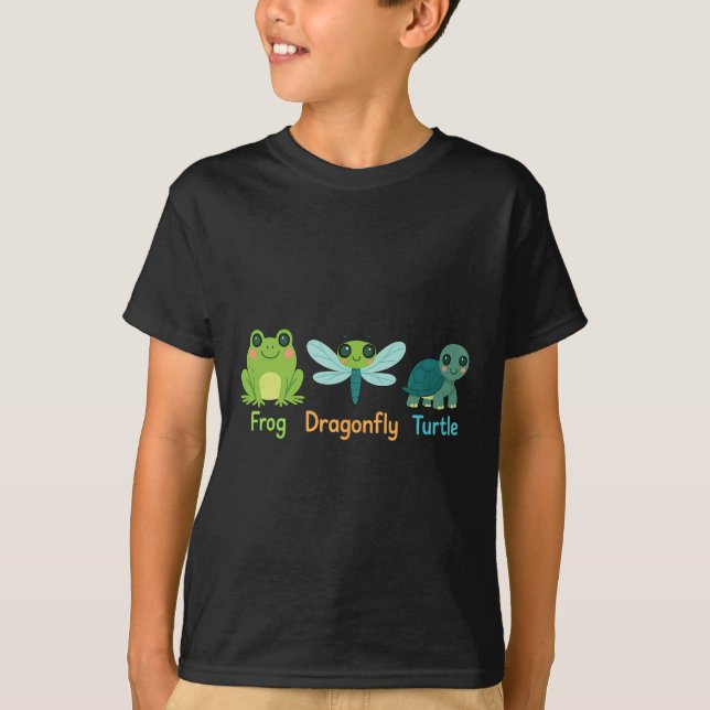 T-shirt Grenouille libellule Tortue subtil (Devant)