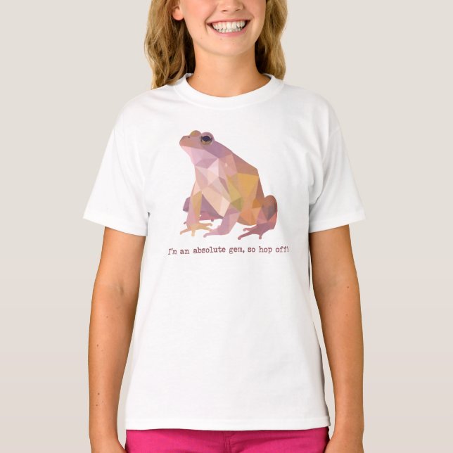 T-shirt Grenouille Low Poly “Je suis un véritable joyau” E (Devant)
