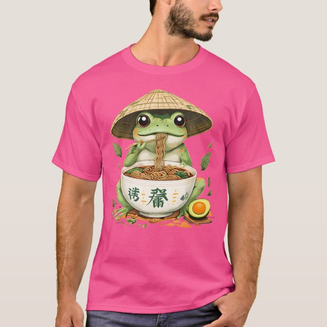 T-shirt Grenouille Manger Ramen japonais Art mignonne Anim (Devant)