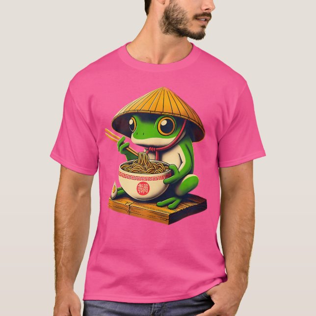 T-shirt Grenouille Manger Ramen Kawaii nouilles japonaises (Devant)