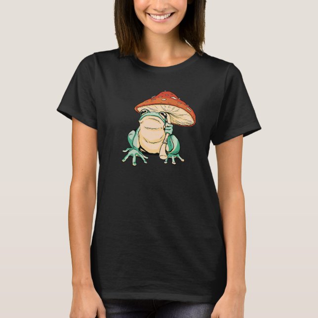 T-shirt Grenouille mignonne avec champignons Parapluie Cam (Devant)