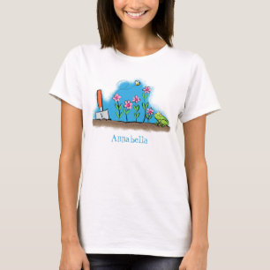T-shirt Grenouille mignonne et abeille dans le jardin dess