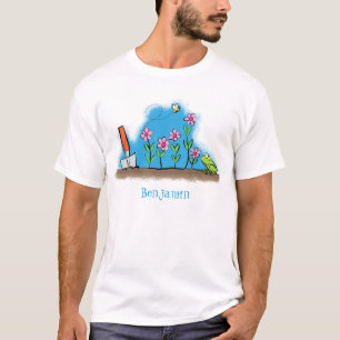 T-shirt Grenouille mignonne et abeille dans le jardin dess