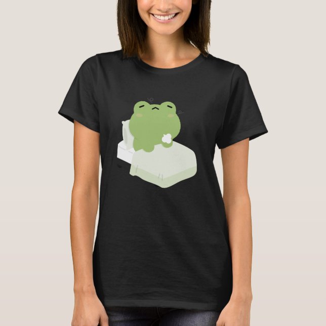 T-shirt Grenouille mignonne fatiguée  (Devant)