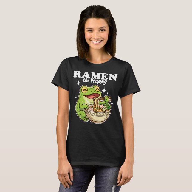 T-shirt Grenouille Mignonne Mangeant Ramen – Ramen Soyez H (Devant entier)