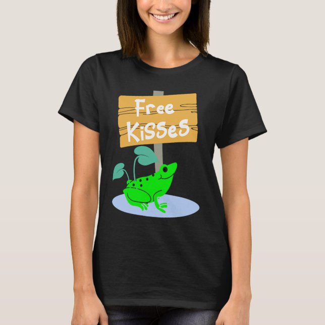 T-shirt Grenouille Mignonne Offrant des Bisous Gratuits (Devant)
