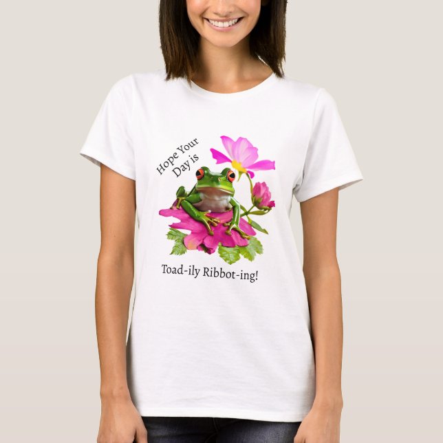 T-shirt Grenouille mignonne ou tourte de crapaud sur fleur (Devant)