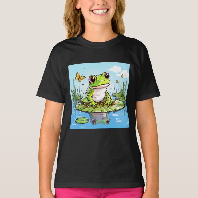 T-shirt Grenouille mignonne sur un tapis de Lily (Devant)