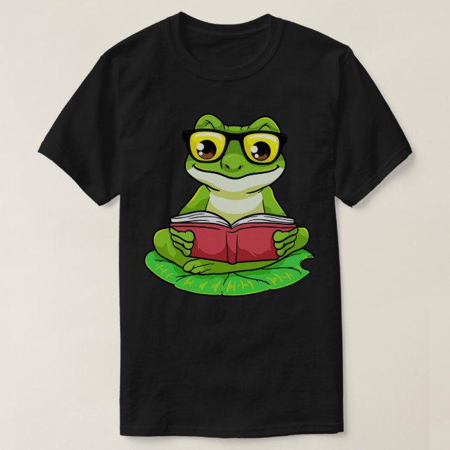 T-shirt Grenouille Nerd avec lunettes Livre (Design devant)
