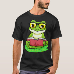 T-shirt Grenouille Nerd avec lunettes Livre