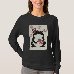 T-shirt Grenouille patriotique gravure vintage vector art_