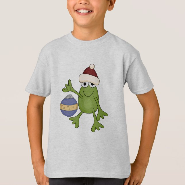 T-shirt Grenouille père Noël avec tee-shirts et cadeaux (Devant)