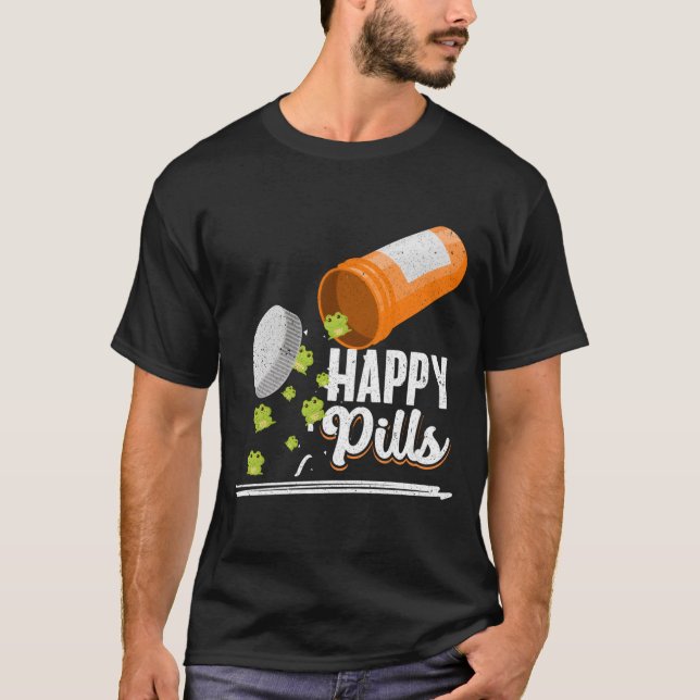 T-shirt Grenouille propriétaire de pilules heureuses (Devant)