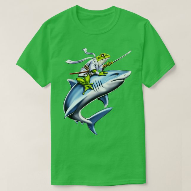 T-shirt Grenouille Samurai Ninja équitation requin (Design devant)