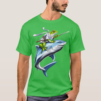 T-shirt Grenouille Samurai Ninja équitation requin