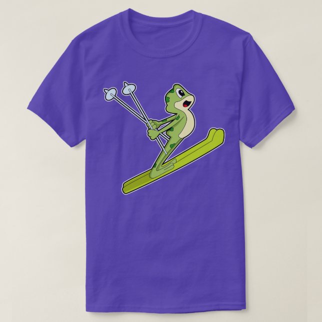 T-shirt Grenouille Sous Forme De Saut À Ski Avec Ski (Design devant)