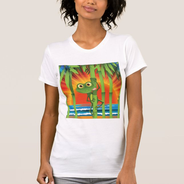 T-shirt grenouille sur bambou pour femmes (Devant)