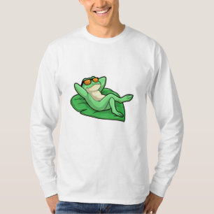 T-shirt Grenouille sur la feuille avec lunettes de soleil