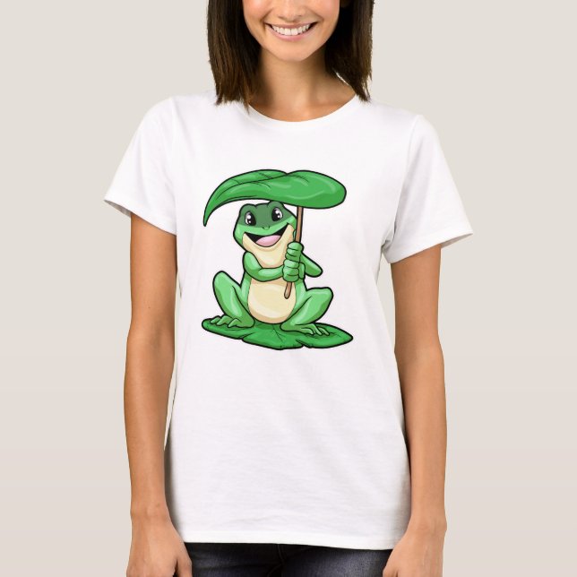 T-shirt Grenouille sur la feuille avec parapluie (Devant)