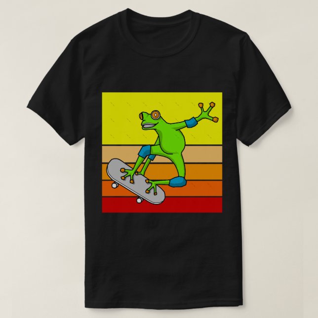 T-shirt Grenouille sur skateboard Classic(4) (Design devant)