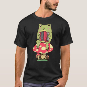T-shirt Grenouille Sur Un Accordéon De Champignons Joueur 