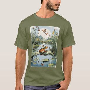 T-shirt Grenouille sur un tapis de Lily avec des papillons