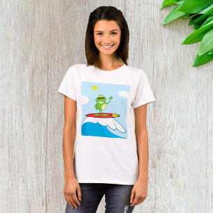 T-Shirt Grenouille Surfant Sur Une Vague