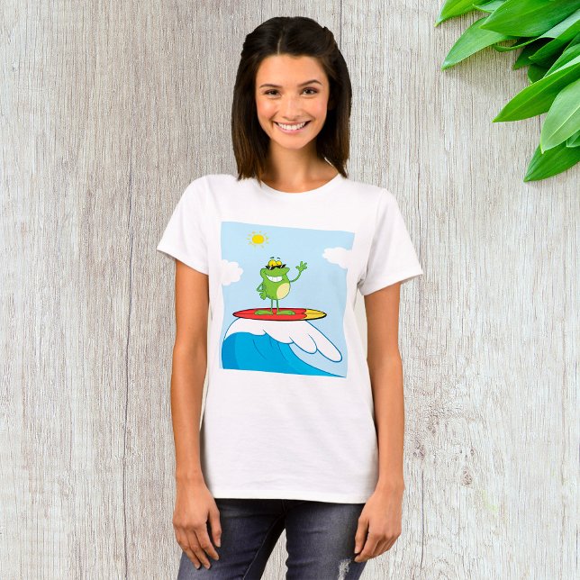 T-Shirt Grenouille Surfant Sur Une Vague (Créateur téléchargé)