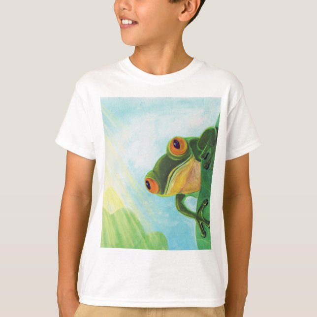 T-shirt Grenouille verte attrapant les rayons du soleil (Devant)