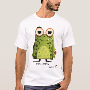 T-shirt Grenouille verte avec des lunettes ÉVOLUTION - P